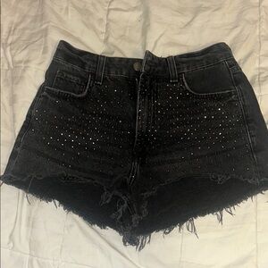 Zara Black Studded Denim Shorts